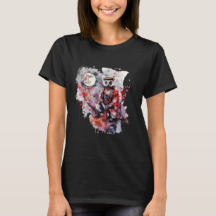 Samurai Lemur Moon Japanisch Kunst Japanischer Kri T-Shirt