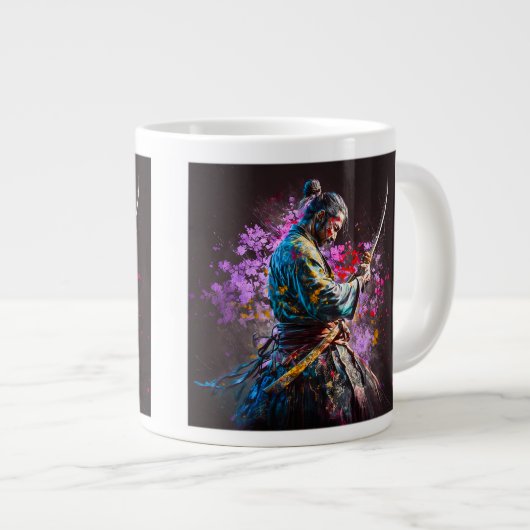 Samurai-Malerei Jumbo-Tasse (Vorderseite Rechts)
