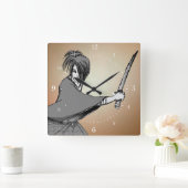 SAMURAI Manga Japan Quadratische Wanduhr (Zuhause)