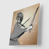 SAMURAI Manga Japan Quadratische Wanduhr (Winkel)