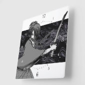 SAMURAI Manga Japan Quadratische Wanduhr (Winkel)