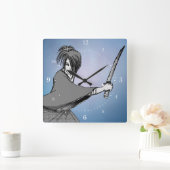 SAMURAI Manga Quadratische Wanduhr (Zuhause)