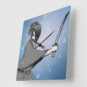SAMURAI Manga Quadratische Wanduhr (Winkel)