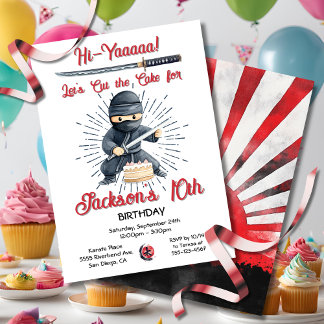 Samurai Martial Arts Birthday Cake Einladung