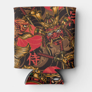 Samurai-Maske japanisches Muster. Dosenkühler