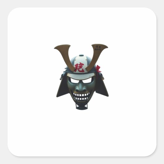 Samurai-Maske Quadratischer Aufkleber (Vorderseite)