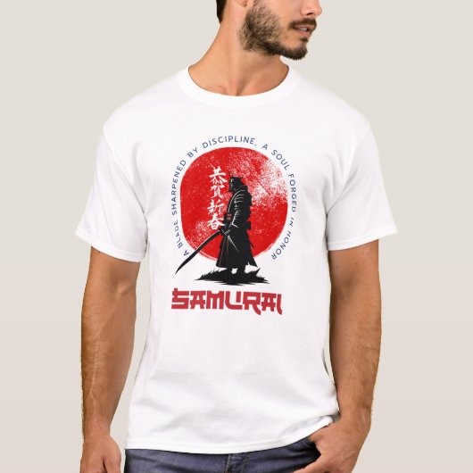 Samurai – Minimalist Warrior T-Shirt mit kulturell (Vorderseite)