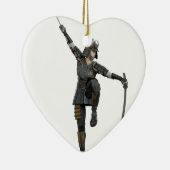 Samurai mit 2 Schwertern, die unten zu dem links Keramikornament (Rechts)