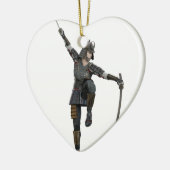 Samurai mit 2 Schwertern, die unten zu dem links Keramikornament (Links)