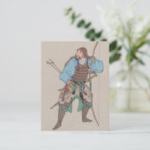 Samurai mit Bow und Schwert Postkarte (Stehend Vorderseite)