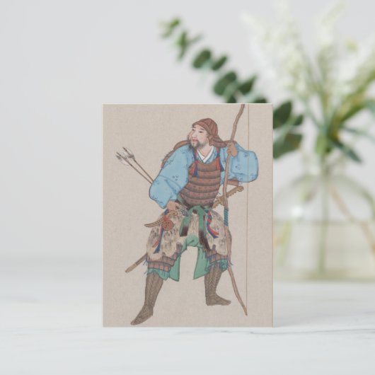 Samurai mit Bow und Schwert Postkarte (Stehend Vorderseite)