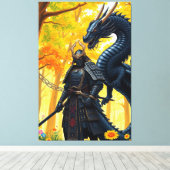 Samurai mit Dragon Leinwanddruck (Insitu (Holzboden))