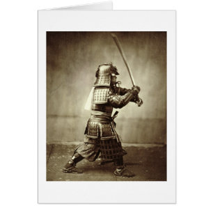 Samurai mit erhöhtem Schwert, c.1860 (Albumen-Druc