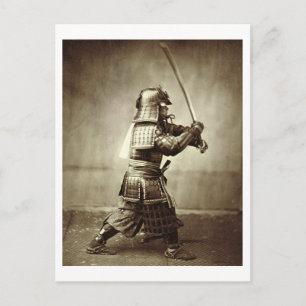 Samurai mit erhöhtem Schwert, c.1860 (Albumen-Druc Postkarte