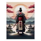 Samurai mit Pagodas und Sunrise Poster (Vorderseite)