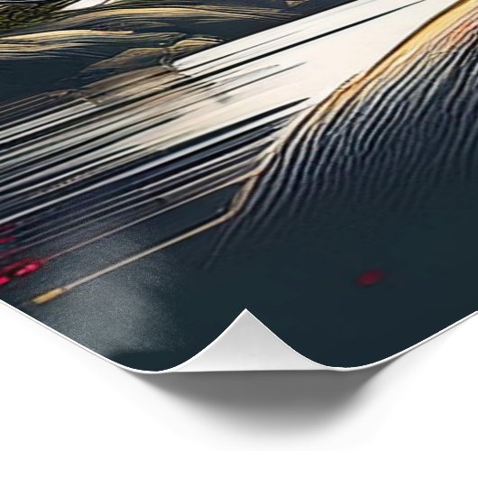 Samurai mit Pagodas und Sunrise Poster (Ecke)