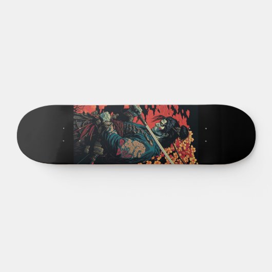 Samurai mit Schwert Skateboard (Horizontal)