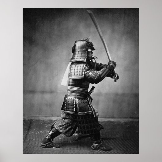 Samurai mit Schwert und Dagger im Jahr 1860 gepanz Poster (Vorne)
