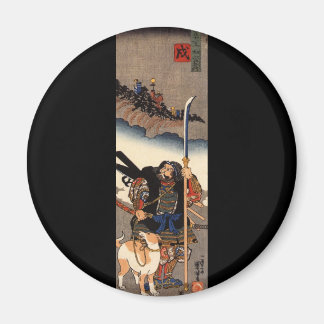 Samurai mit seinem Hund, ca. 1800er Magnet