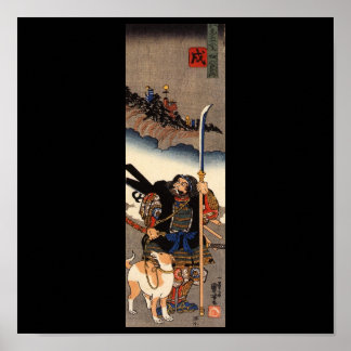Samurai mit seinem Hund, ca. 1800er Poster
