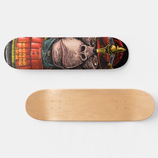 Samurai Monkey Warrior Wisdom Skateboard (Horizontal)