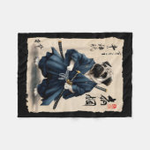 Samurai Mops Japanische Anime Hund Mops Liebhaber Fleecedecke (Vorderseite (Horizontal))