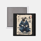 Samurai Mops Japanisches Anime-Hund Mops-Liebhaber Magnet (Vorderseite/Rückseite)