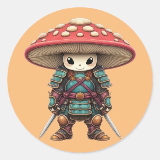 Samurai Mushroom Runder Aufkleber (Vorderseite)