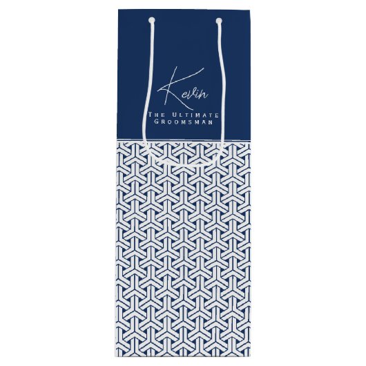 Samurai Muster Personalisierter Trauzeuge| Geschenktüte Für Weinflaschen (Vorderseite)