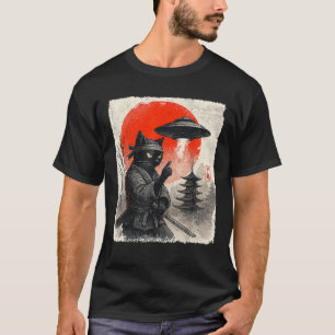 Samurai Ninja Kat Warrior UFO Japanisch Anime Gesc T-Shirt