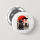 Samurai Ninja Katze Krieger UFO japanischer Anime Button (Vorne & Hinten)