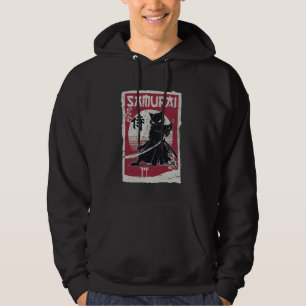 Samurai-Ninja-Katze Vintage-Japanische-Holzschnitt Hoodie