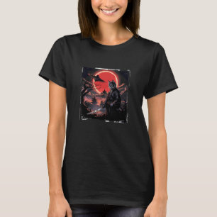 Samurai Ninja Katzen Krieger Sumi-e UFO Ukiyo-e Sc T-Shirt