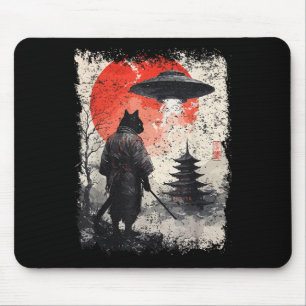 Samurai-Ninja-Katzenkrieger Sumi-e Ufo Ukiyo-e Sci Mousepad