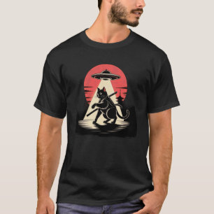 Samurai Ninja Katzenkrieger Sumi-e UFO Ukiyo-e Sci T-Shirt
