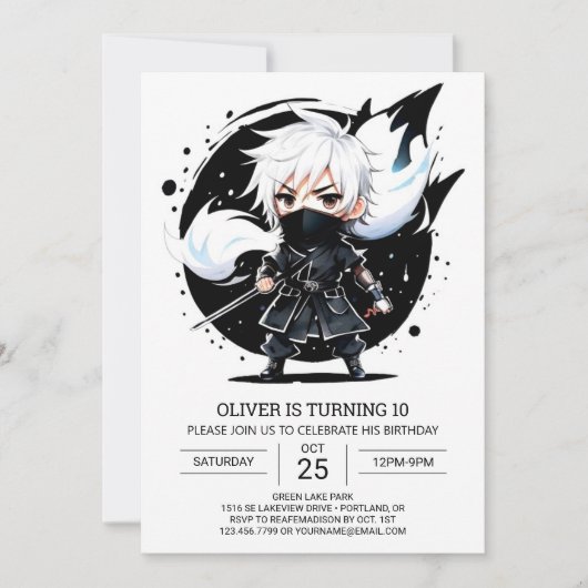 Samurai Ninja Martial Arts Birthday Einladung (Vorderseite)