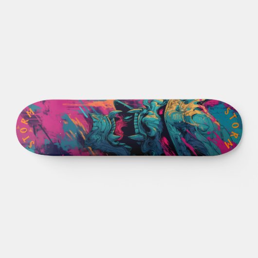 Samurai Oni Mask Graffiti Art - Limited Edition Skateboard (Horizontal)