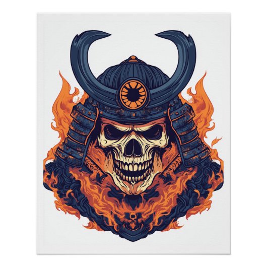 Samurai-Oni-Schädel Poster (Vorderseite)