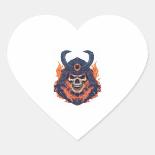 Samurai Oni Skull Herz-Aufkleber
