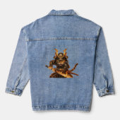 Samurai Orange Cat - Back Print Denim Jacket Jeansjacke (Rückseite)