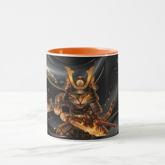 Samurai Orange Cat Warrior - Combo Coffee Mug Tasse (Zentrum)