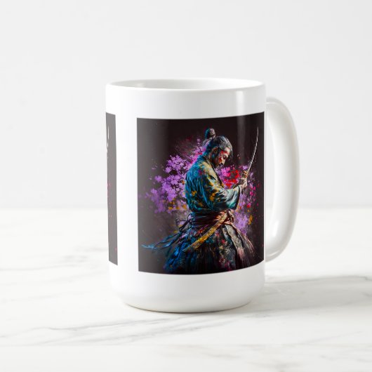 Samurai Painting Classic Tasse, 15 oz Kaffeetasse (VorderseiteRechts)