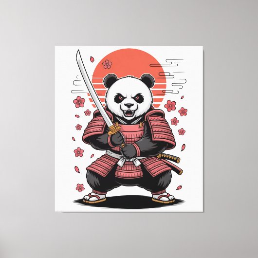 Samurai-Panda-Bärengestaltete Leinwanddruck (Vorderseite)