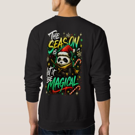 Samurai Panda Christmas Magic Men's Edgy Winter Sweatshirt (Rückseite)