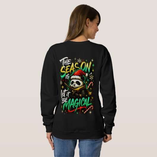 Samurai Panda Girls' Magical christmas Street styl Sweatshirt (Schwarz voll)