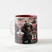 Samurai Panda in der traditionellen chinesischen L Zweifarbige Tasse (Vorderseite Links)