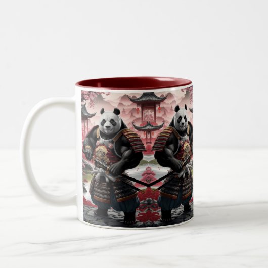 Samurai Panda in der traditionellen chinesischen L Zweifarbige Tasse (Links)