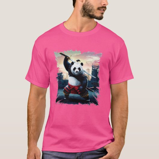 Samurai Panda Vintager japanischer Krieger T-Shirt (Vorderseite)