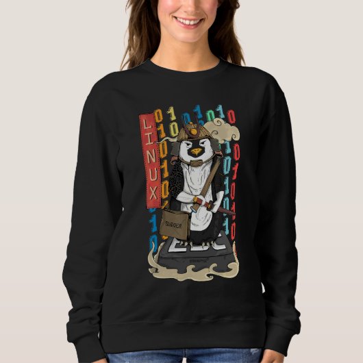 Samurai Pinguin Ein Linux Pinguin Sweatshirt (Vorderseite)
