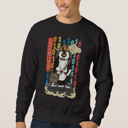 Samurai Pinguin Ein Linux Pinguin Sweatshirt (Vorderseite)